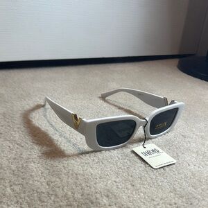 White Sunglasses with Gold Accent